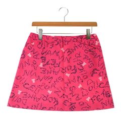 ランバンスポール 美品膝丈スカート ゴルフウェア 白黒フラワー 花柄