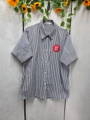 ☆日本製 OSHIMA REI ストライプ オープンカラー 半袖 シャツ - メルカリ