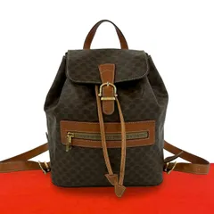 極 美品 CELINE セリーヌ ヴィンテージ マカダム ブラゾン 柄 レザー 本革 リュックサック バックパック デイパック ブラウン 茶 98465のサムネイル