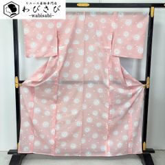 夏着物 浴衣 青海波に蜻蛉 トンボ 尾花色 ふくよかサイズ K-6037