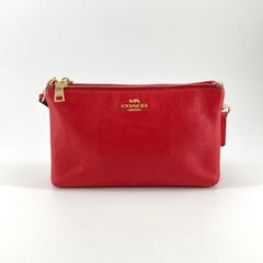 COACH コーチ セカンドバッグ コスメポーチ レザー リストレット 赤