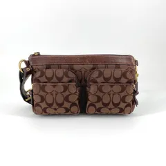 COACH（コーチ） シグネチャー柄 キャンバスレザ ショルダーバッグ ブラウン