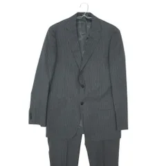 green label relaxing グリーンレーベルリラクシング スーツ STRONA Blue ピンストライプ セットアップ テーラードジャケット スラックス パンツ トラウザー グレー 48【L】 メンズ 【中古】