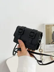 バッグ レディース ショルダーバッグ ミニ バックルデコレーション フラップ スクエアバッグ