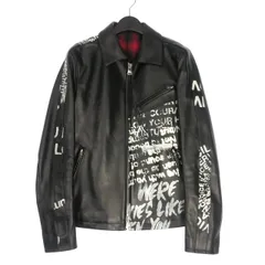 イサムカタヤマバックラッシュ ISAMU KATAYAMA BACKLASH ペイント シングルライダースジャケット レザー ブルゾン 長袖 M ブラック 黒 2074-01のサムネイル