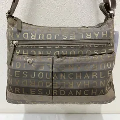 3819　CHARLES JOURDAN　シャルルジョルダン　 ショルダーバッグ　斜めがけ　紐調節可能　 ロゴ　総柄　グレージュ系　ナイロン　軽量　 レディースのサムネイル