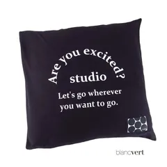 【定価￥8,000の80％OFF】BLANC VERT studio【ブランベールストゥーディオ】【レディース】綿100％メッセージロゴプリントクッションカバー/ネイビー【サイズ00】【日本製】のサムネイル