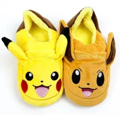 【新品・未開封】ポケットモンスター ピカチュウ & イーブイ あったか クニャック スリッパ パブーシュ ボア素材 ウィンター (#D00092)のサムネイル