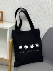 バッグ レディース トートバッグ 1個 かわいいパンダ柄 大容量 キャンバスショルダーバッグトートバッグ、ショッピングバッグ、カラーブロックアルファベットマップ カジュアル シンプル ショッピングバッグ 外出 ショ