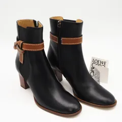 ★3日以内返品可★美品 LOEWE ロエベ ゲート レザー サイドゴアブーツ 8 24.5 L815286X05 ブーツ ブラック ブラウン カーフレザー ラバー レディースのサムネイル