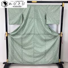 夏着物 浴衣 青海波に蜻蛉 トンボ 尾花色 ふくよかサイズ K-6037