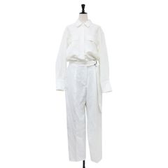 70s USA製 白 オールインワン フレアパンツ ジャンプスーツ
