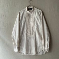 RRL リネン混 ストライプ柄プルオーバーシャツ M ホワイトxベージュ 