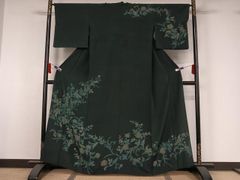 お召 訪問着 正絹 ボタニカルリーフ 葉 さが美扱い 躾糸付き A374 