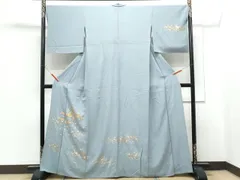 平和屋着物▽訪問着　単衣　駒刺繍　枝花文　金彩　正絹　逸品　CABG2631th