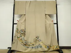 平和屋着物●豪華色留袖　駒刺繍　貝桶宝尽くし鶴花文　金彩　正絹　逸品　CABF3462ut
