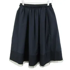 ランバンオンブルー フレアスカート ボトムス ストレッチ 日本製 レディース 38サイズ ネイビー LANVIN en Bleu 【中古】のサムネイル
