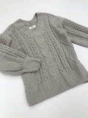 美品 AZUL BY MOUSSY アズールバイマウジー シェニールケーブルVネック ニット セーター sizeS/グレー ◆■レディース