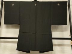 平和屋着物＃男性 長羽織 黒紋付 羽裏：ライオン 正絹 逸品 CABF1258in