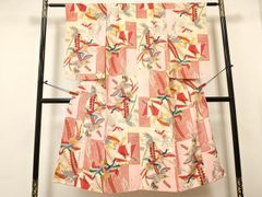 袋帯 本袋 六通 純金箔 24K 鳳凰 花 幾何学 上質 平和屋本店▽六通柄袋帯 唐花鳳凰 純金箔24K 正絹 逸品 DABG5039fe