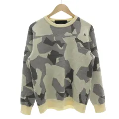 エーケーエム AKM 22AW CASH WOOL SWEDISH CAMO CREW ニット セーター 長袖 クルーネック 厚手 カモフラ柄 グレー ウール L 白 ホワイト /GV ■GY19のサムネイル