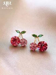 ピアス 18K チェリー さくらんぼ ピンクCZダイヤ ピアス - メルカリ