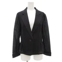 ランバン LANVIN 美品 テーラードジャケット 背抜き シングル プリーツ リネン混 シルク混 38 M 黒 ブラック /AE ■GY19のサムネイル