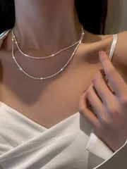 ジュエリー レディース ネックレス セット 2個 豪華なスパークリングチェーンネックレス ブライダル ウェディング エンゲージメントジュエリー