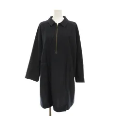 レリアン Leilian ハーフジップ ワンピース ミニ 大きいサイズ 13+ 紺 ネイビー 長袖 襟付き /YMのサムネイル