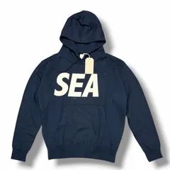 参考上代14080円 未使用 WIND AND SEA ロゴプリントプルオーバーパーカー スウェット フーディー ウィンダンシー WDS-CS-01 ネイビー S （15999M）のサムネイル