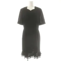 ウンガロ UNGARO フリルデザインワンピース ひざ丈 五分袖 9 黒 ブラック /AT ■OSのサムネイル