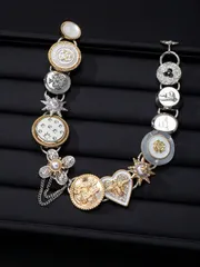 ジュエリー レディース ネックレス 1個 Y2Kパンクスタイル ハートフラワーデコレーションチェーンネックレス、女性のパーティー/音楽フェスティバルアクセサリー バレンタインに最適