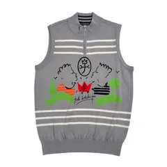 CASTELBAJAC カステルバジャック ライン入り ハーフジップ サマーニット ベスト サイズ 3 /グレー系 メンズ ゴルフのサムネイル