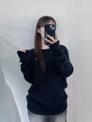 ポロラルフローレン レッドポニー ブラック ケーブル ニット