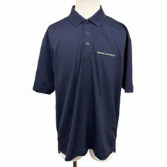 【中古】[印象AB] Paradiso GOLF パラディーゾ ゴルフ ポロシャツ メンズ L ネイビー ネイビー×イエロー 紺×黄 ポリエステル100% ワンポイント 半袖 古着 リップストップ風 ポケット無し 裾の両サイドにスリット ショートスリーブのサムネイル