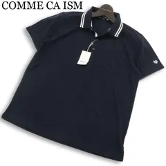 COMME CA ISM コムサイズム 春夏★ 半袖 鹿の子 ロゴ刺繍 ポロシャツ Sz.M メンズ 紺 ネイビーのサムネイル