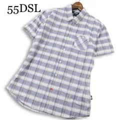 55DSL フィフティーファイブ ディーゼル 春夏★ 半袖 ボタンダウン チェック シャツ Sz.XL メンズのサムネイル