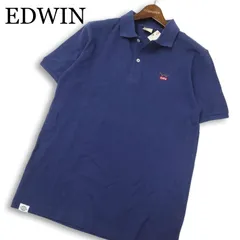 未使用★ EDWIN エドウィン 春夏★ 半袖 鹿の子 ロゴ刺繍 ポロシャツ Sz.L メンズ 紺 ネイビーのサムネイル