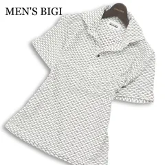 24SS★ MEN'S BIGI メンズビギ 春夏★ 半袖 ジャガード 波柄 スリム ポロシャツ Sz.03 メンズのサムネイル