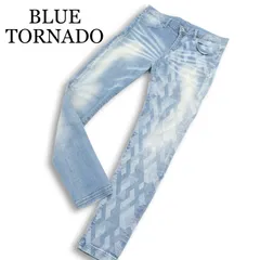BLUE TORNADO トルネードマート 通年★ ストレッチ USED加工 幾何学柄 スキニー デニム パンツ ジーンズ Sz.L メンズのサムネイル