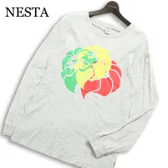 NESTA ネスタ 通年 コットン100％★ ラスタカラー ライオン ロゴプリント ロンT カットソー Sz.M メンズ 灰 グレーのサムネイル