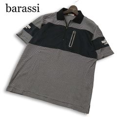 美品】バラシ barassi 総柄 半袖ポロシャツ エンブレムワッペン 46M 