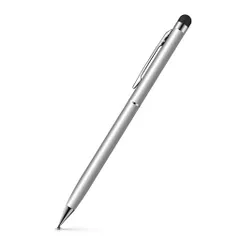 AvidPadタブレットタッチペン2in1タブレットペン高感度クリップ付きiPad/iPhone/Android対応充電&接続不要ディスク型銀色