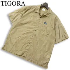 TIGORA ティゴラ 春夏 BEAMS DESIGN★ ストレッチリップ 半袖 ナイロン ビッグシルエット ロゴプリント シャツ Sz.M メンズのサムネイル