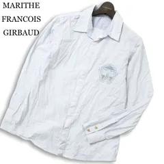 MARITHE FRANCOIS GIRBAUD マリテフランソワ ジルボー 通年★ 長袖 ストライプ ロゴ刺繍 ボタンダウン シャツ Sz.M メンズのサムネイル