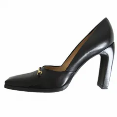 GUCCI グッチ パンプス レザー ホースビット ハイヒール スクエアトゥ シューズ ブラック 36.5 23.5cm レディース 【中古】