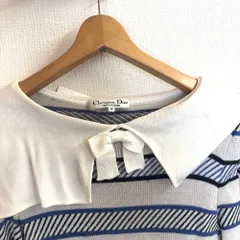クリスチャンディオール Christian Dior ニット セーラー風 半袖 ボーダー Mサイズ 青系 1003183のサムネイル