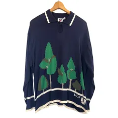 バリー BALLY ニット 長袖 ポロシャツ風 Mサイズ ネイビー 1003184のサムネイル