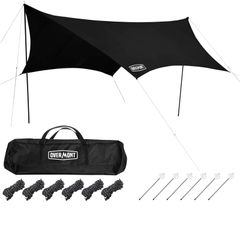 ☆Brand New☆ Overmont Waterproof Tarp [5m x 5m, Luminous Pegs, 3-8 Person] Hexagonal Tarp, Tent Canopy, Shade, Outdoor, Large, Flame Retardant, Suitable for Campfires, Can be Used with Tents, UV Treated, Heat Shielding, Light Blocking, Camping, Storage Case Included fa50c6f9