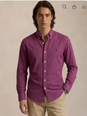 POLO RALPH LAUREN (ポロラルフローレン) ウール モダンCHECK 刺繍ロゴ メンズ シャツ ワイン L